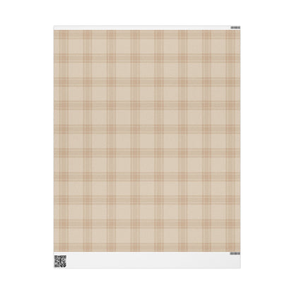Neutral Plaid Wrapping Paper Roll – Beige Grid Gift Wrap for Weddings & Birthdays - Varnish & Vibe