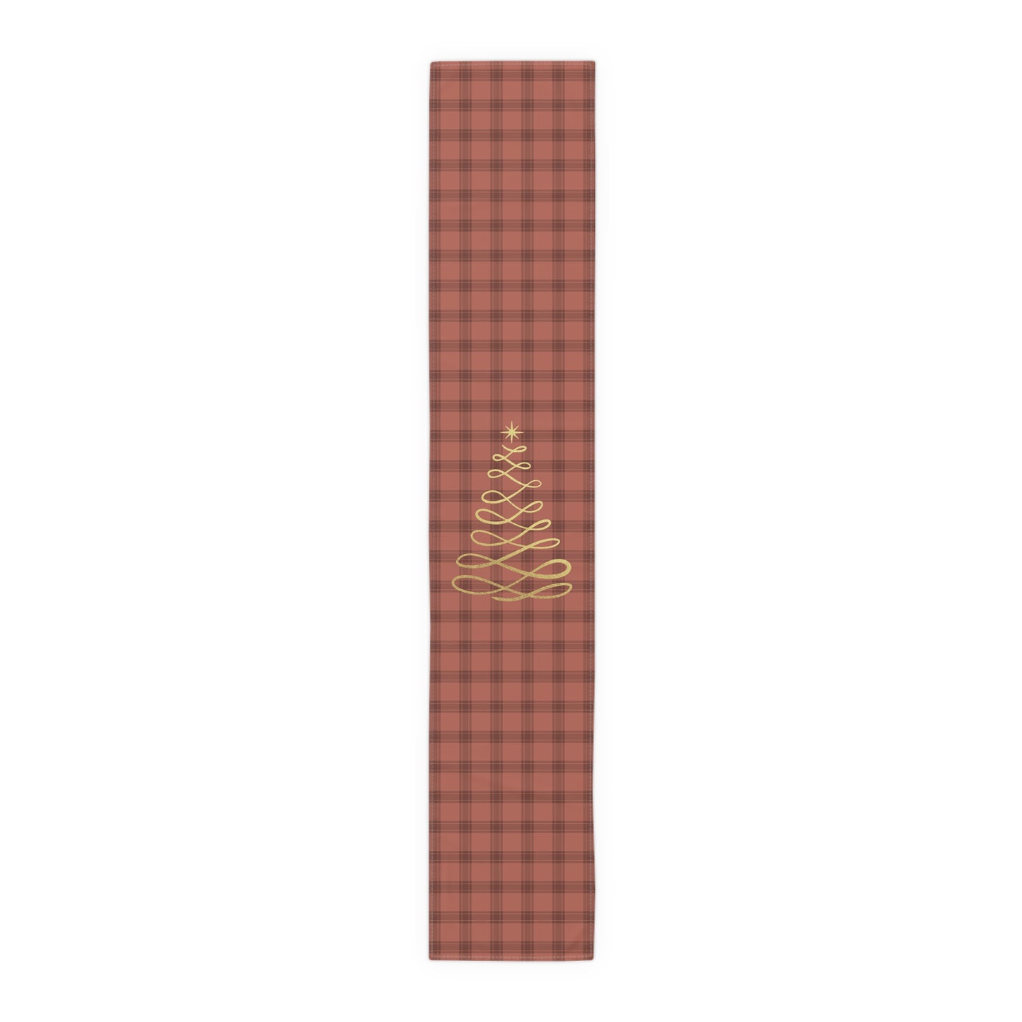 Red Tartan Christmas Tree Table Runner (Cotton, Poly) - Varnish & Vibe