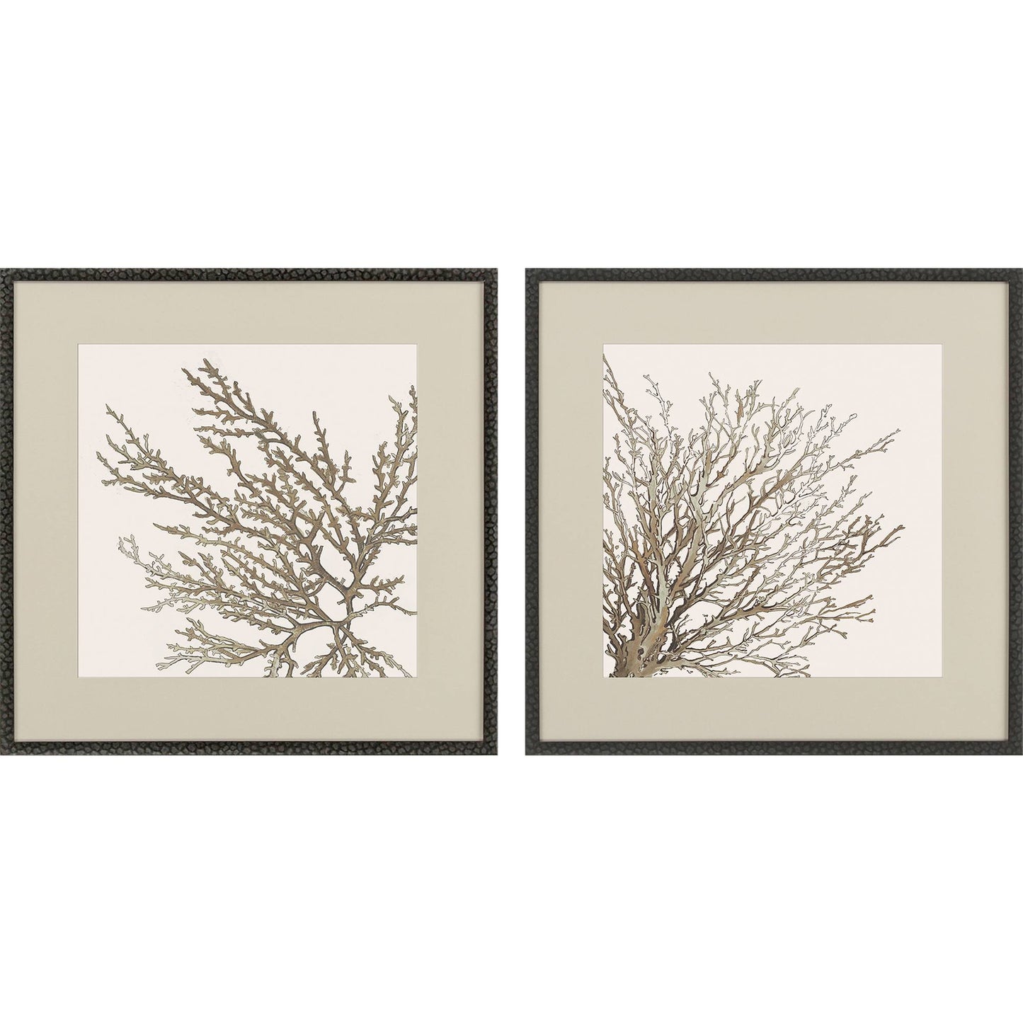 MALIBU SET OF TWO TAUPE CORAL BLACK FRAMED WALL ART - Varnish & Vibe