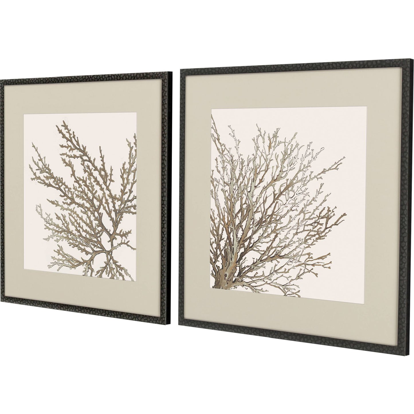 MALIBU SET OF TWO TAUPE CORAL BLACK FRAMED WALL ART - Varnish & Vibe