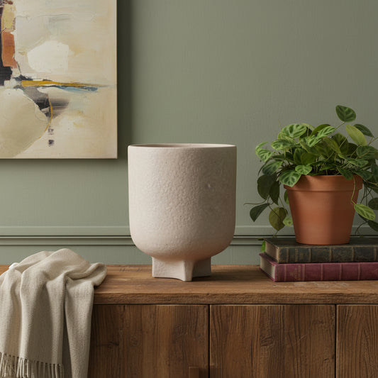 MALIBU 7" BEIGE RECYCLED PAPER URN TABLE VASE - Varnish & Vibe