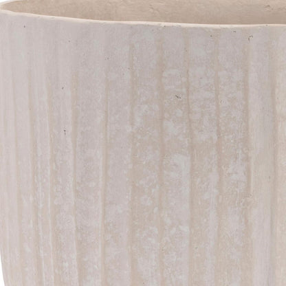 MALIBU 8" BEIGE RECYCLED PAPER TEXTURED LINES URN TABLE VASE - Varnish & Vibe