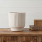 MALIBU 8" BEIGE RECYCLED PAPER TEXTURED LINES URN TABLE VASE - Varnish & Vibe