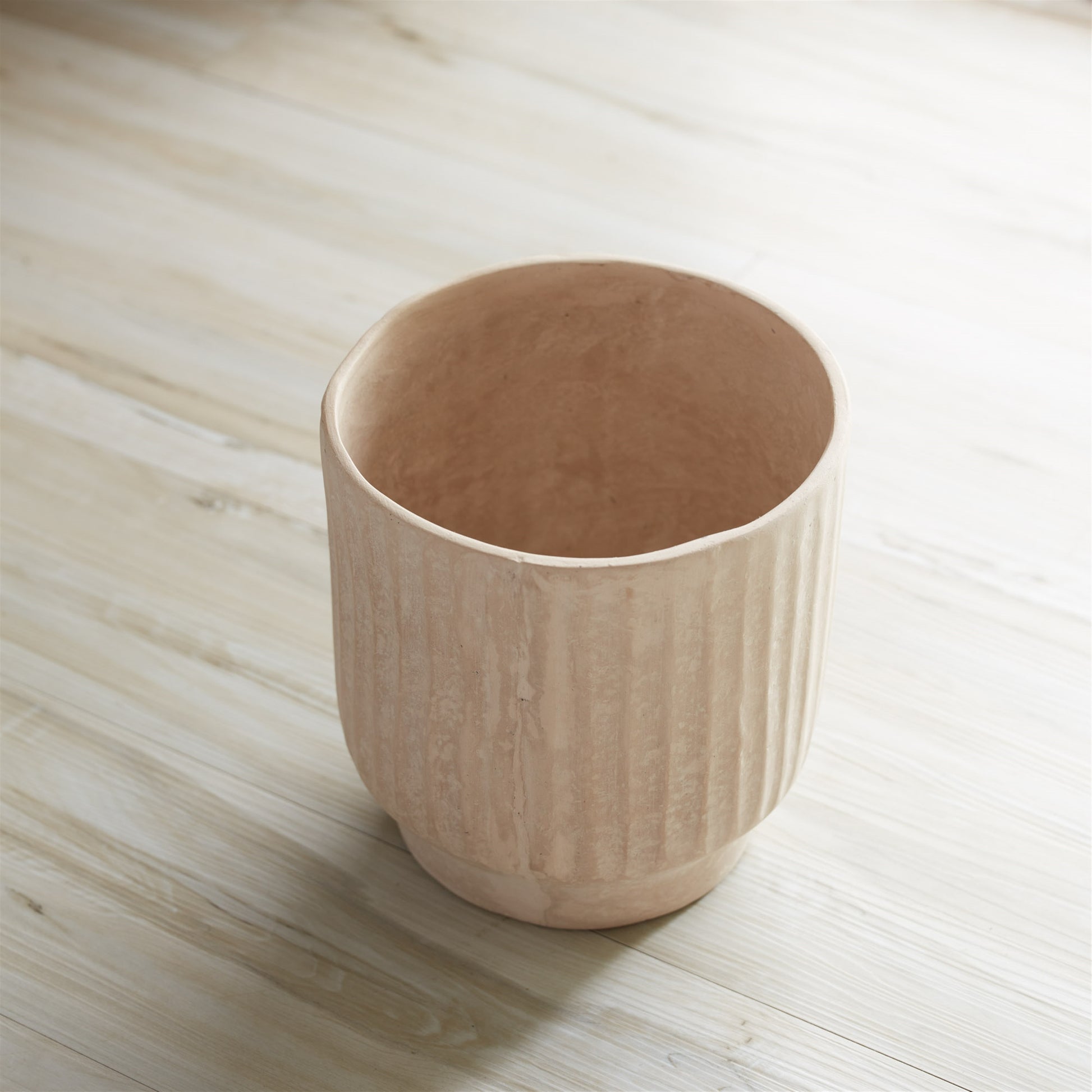 MALIBU 8" BEIGE RECYCLED PAPER TEXTURED LINES URN TABLE VASE - Varnish & Vibe