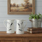 CALABASAS SET OF TWO BLACK AND OFF WHITE FLORAL CERAMIC CYLINDER PITCHER VASE - Varnish & Vibe