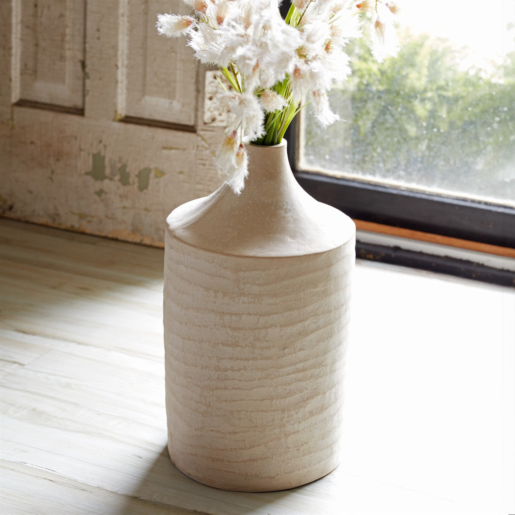 MALIBU 18" BEIGE RECYCLED PAPER CYLINDER JUG FLOOR VASE - Varnish & Vibe