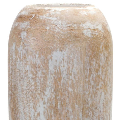 MALIBU 24" BROWN AND WHITE ROUND WOOD FLOOR VASE - Varnish & Vibe
