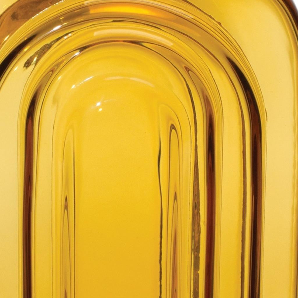 Close-up of amber glass texture on the Palisades table vase