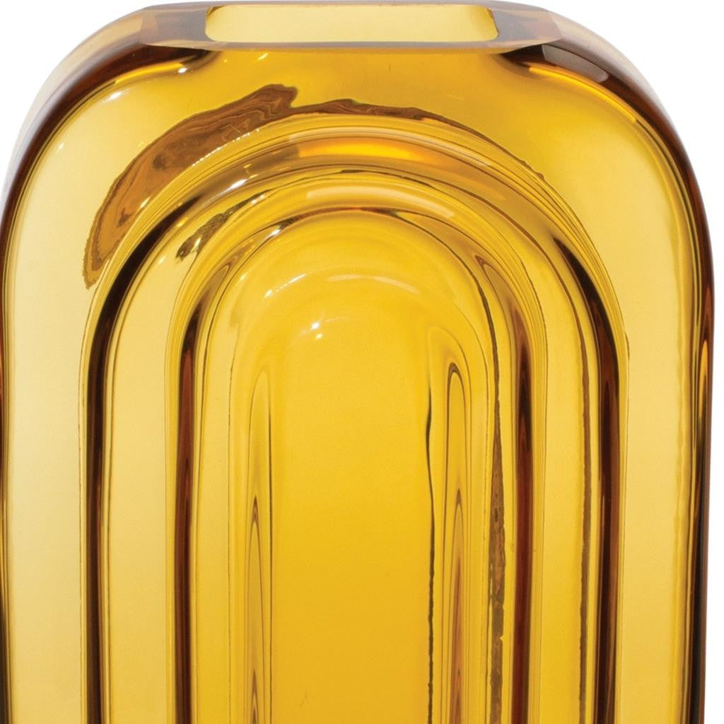 Close-up of amber glass texture on the Palisades table vase