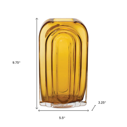 Palisades amber glass vase styled with measures