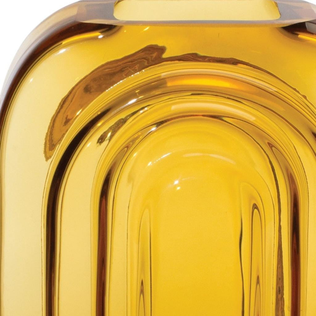 Close-up of amber glass texture on the Palisades table vase