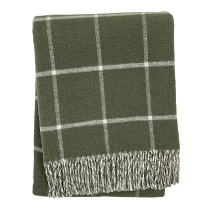 OLIVE GREEN TARTAN PLAID THROW BLANKET