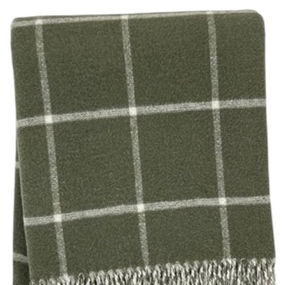 OLIVE GREEN TARTAN PLAID THROW BLANKET