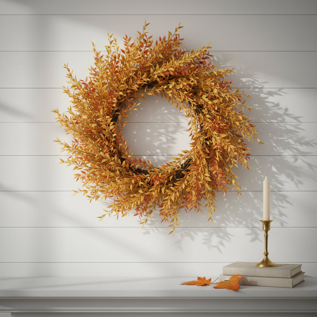 PALISADES SET OF SIX ORANGE AND YELLOW FALL FOLIAGE WREATH SPRAYS - Varnish & Vibe