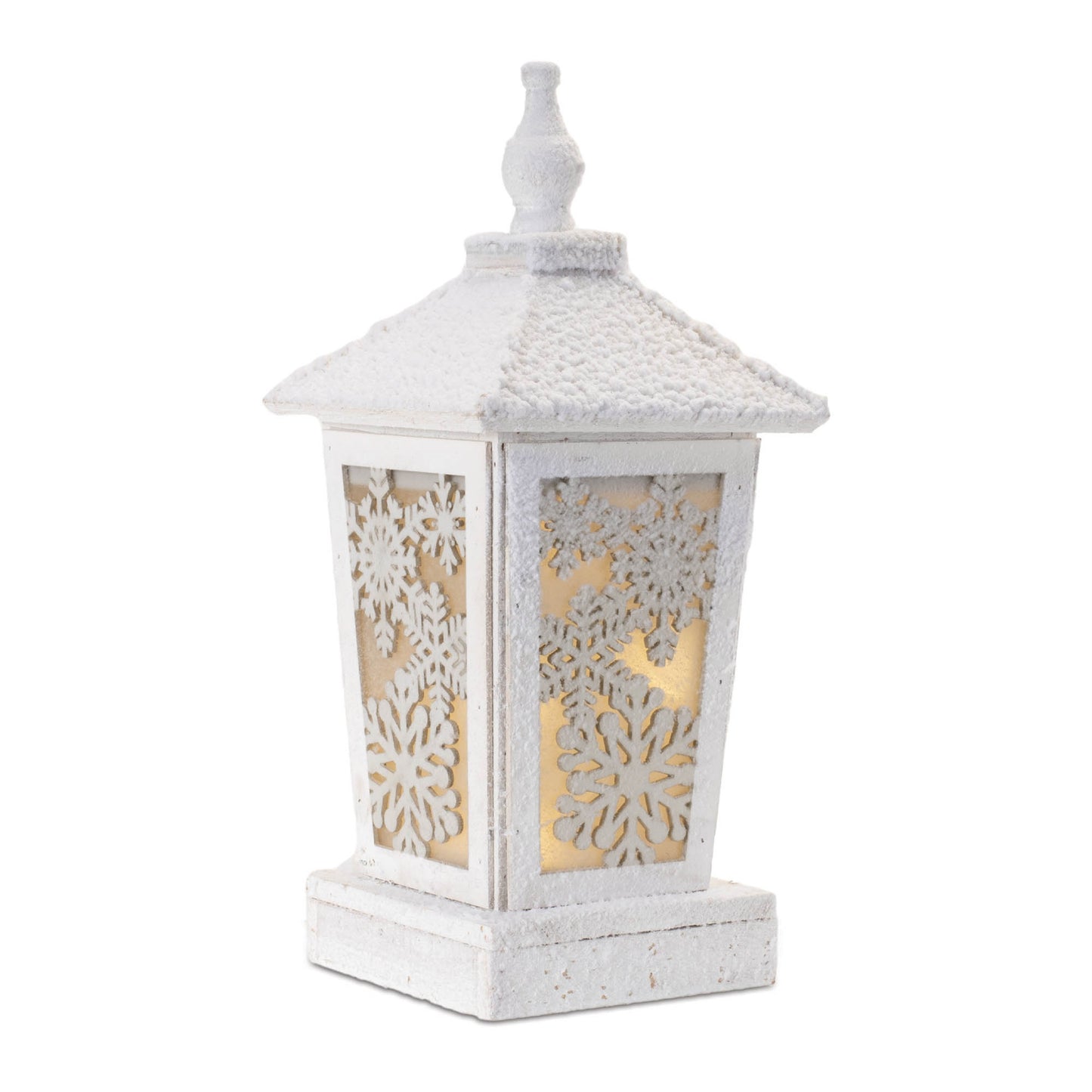 WHITE WOOD TABLETOP LED LANTERN