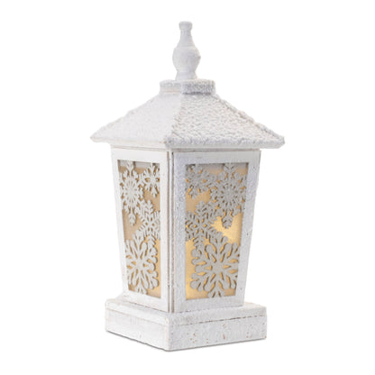 WHITE WOOD TABLETOP LED LANTERN
