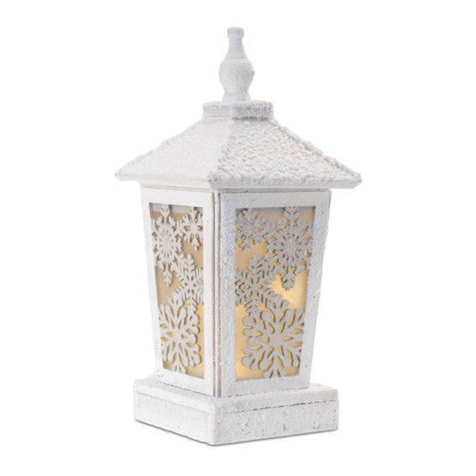 WHITE WOOD TABLETOP LED LANTERN