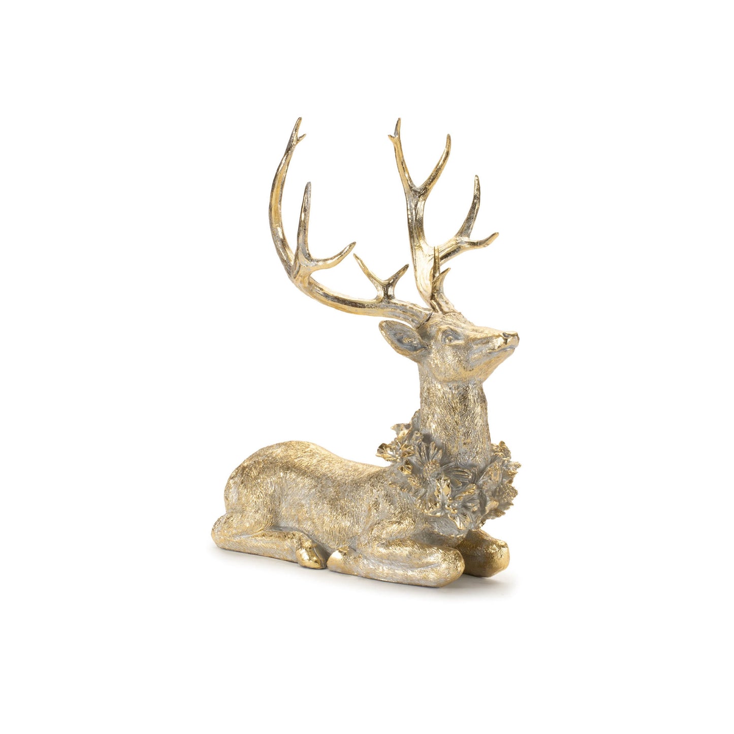SET OF TWO GOLD AND GRAY REINDEER FIGURINES