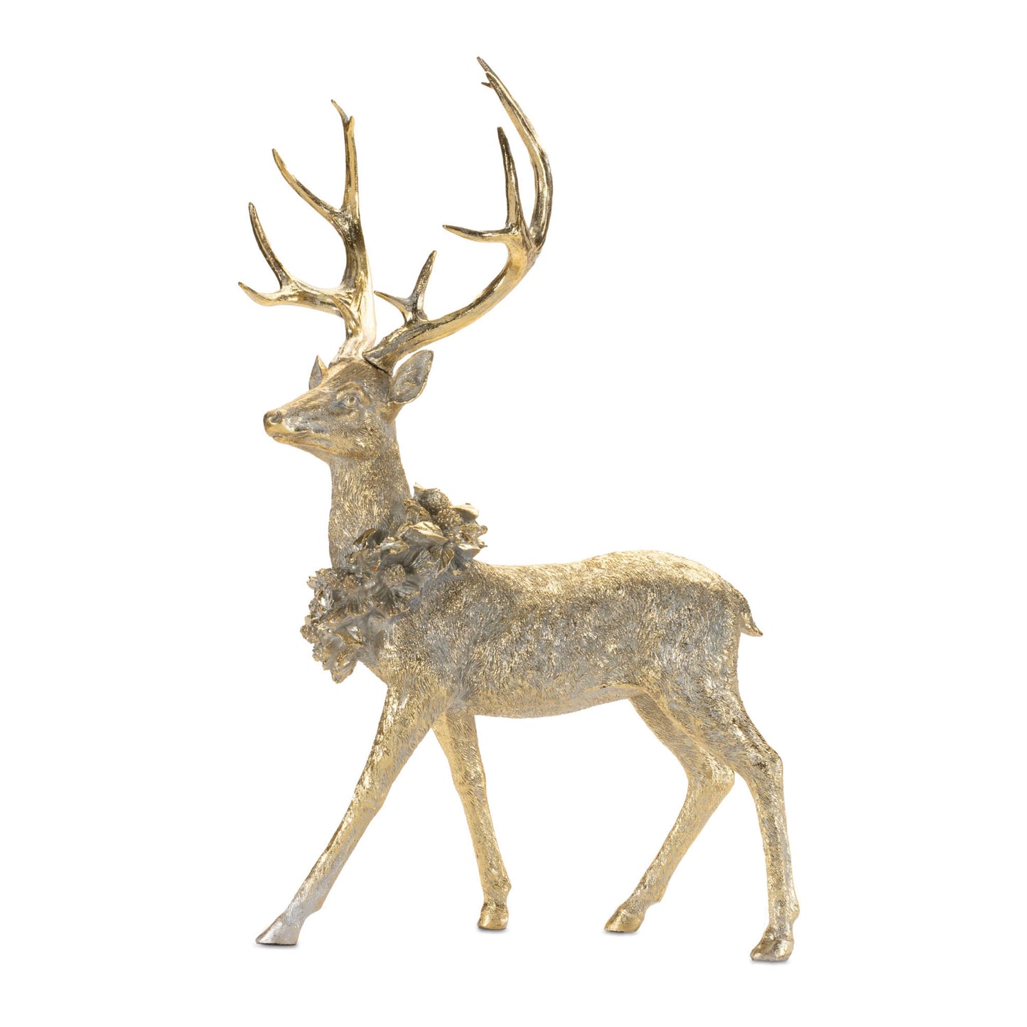 SET OF TWO GOLD AND GRAY REINDEER FIGURINES