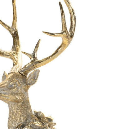 SET OF TWO GOLD AND GRAY REINDEER FIGURINES