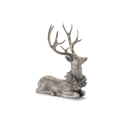 SET OF TWO SILVER AND BLACK REINDEER FIGURINES