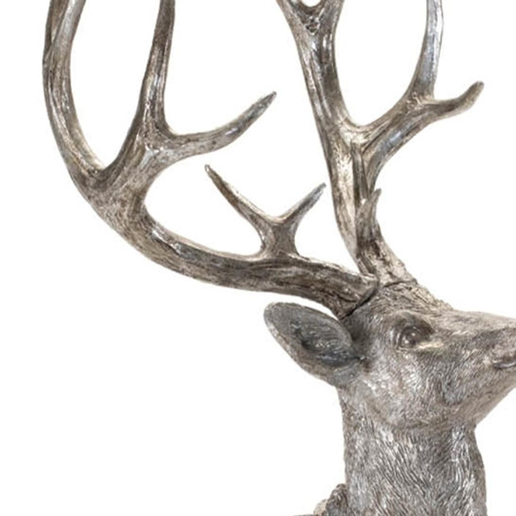 SET OF TWO SILVER AND BLACK REINDEER FIGURINES