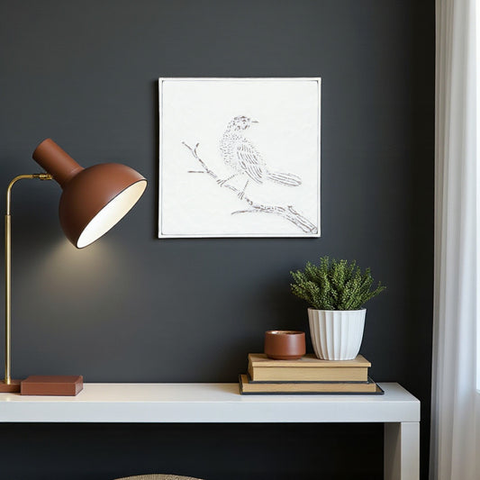 CALABASAS 10" X 10" WHITE BIRD METAL SQUARE HANGING WALL DECOR - Varnish & Vibe