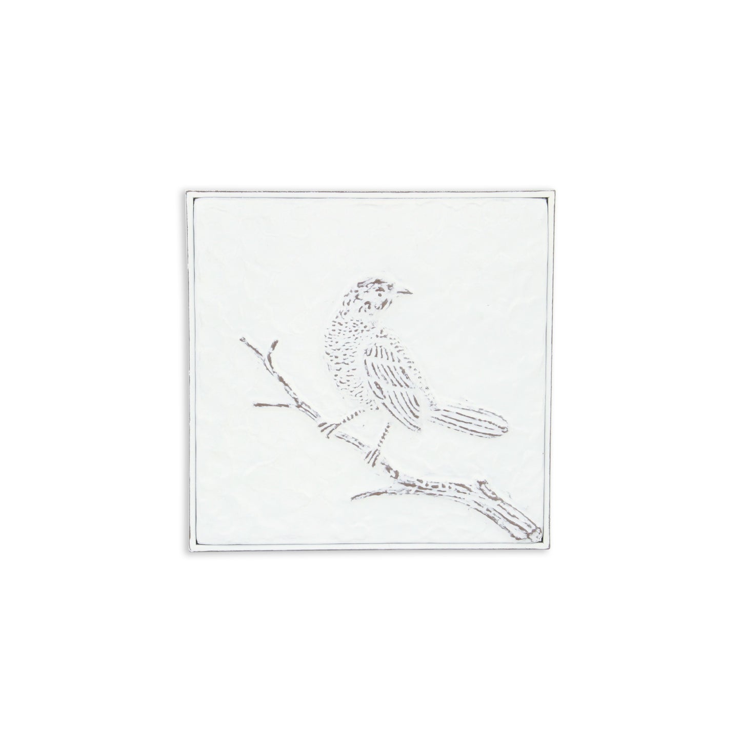 CALABASAS 10" X 10" WHITE BIRD METAL SQUARE HANGING WALL DECOR - Varnish & Vibe