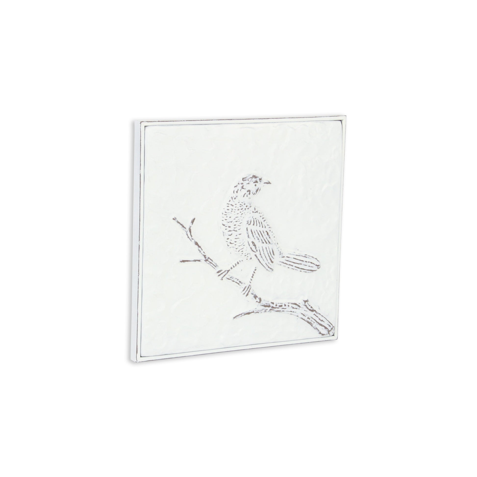 CALABASAS 10" X 10" WHITE BIRD METAL SQUARE HANGING WALL DECOR - Varnish & Vibe