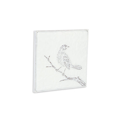 CALABASAS 10" X 10" WHITE BIRD METAL SQUARE HANGING WALL DECOR - Varnish & Vibe