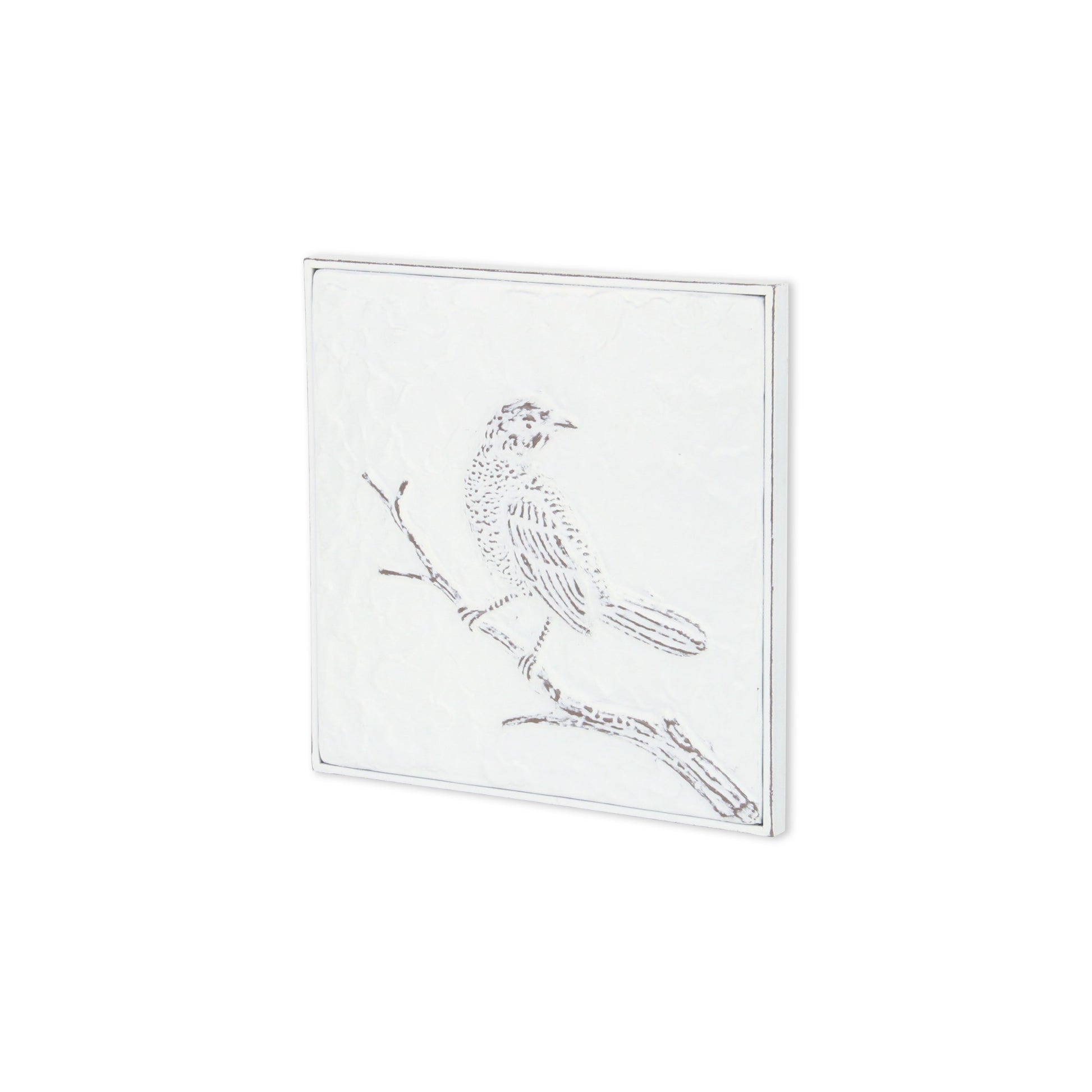 CALABASAS 10" X 10" WHITE BIRD METAL SQUARE HANGING WALL DECOR - Varnish & Vibe