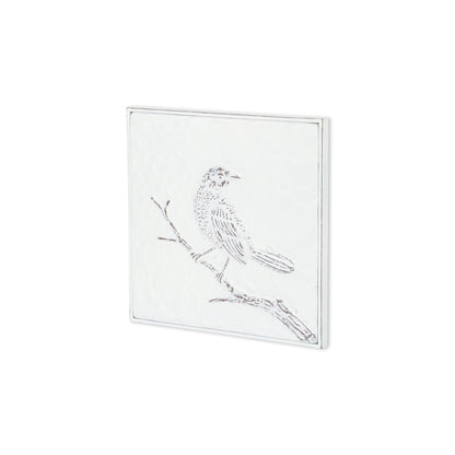 CALABASAS 10" X 10" WHITE BIRD METAL SQUARE HANGING WALL DECOR - Varnish & Vibe