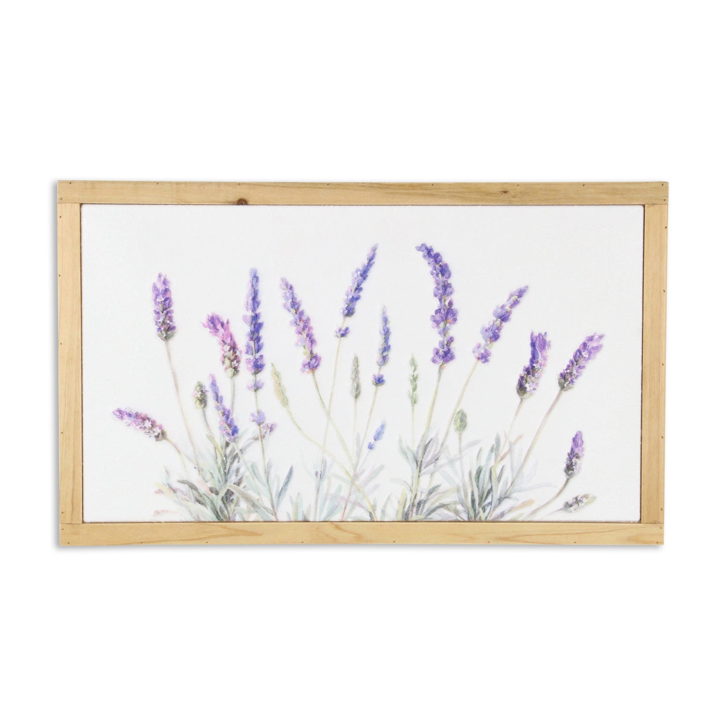CALABASAS 16" X 26" NATURAL WHITE AND LAVENDER FLORAL WOOD FRAMED ART - Varnish & Vibe