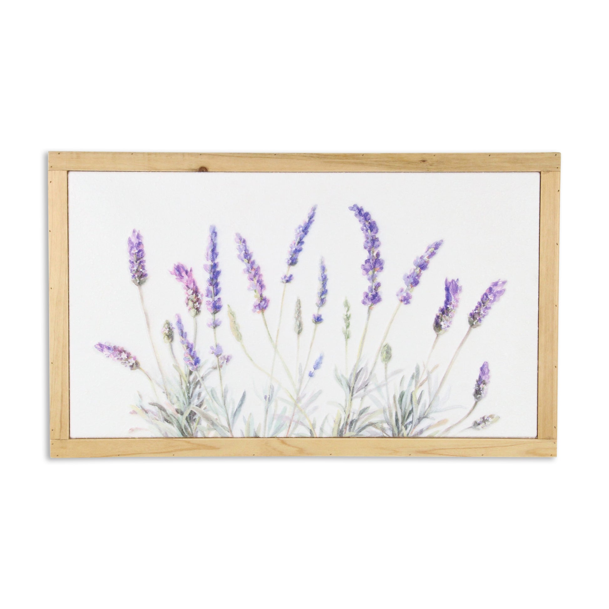 CALABASAS 16" X 26" NATURAL WHITE AND LAVENDER FLORAL WOOD FRAMED ART - Varnish & Vibe
