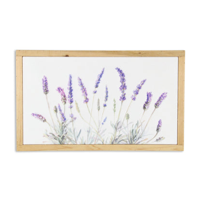 CALABASAS 16" X 26" NATURAL WHITE AND LAVENDER FLORAL WOOD FRAMED ART - Varnish & Vibe