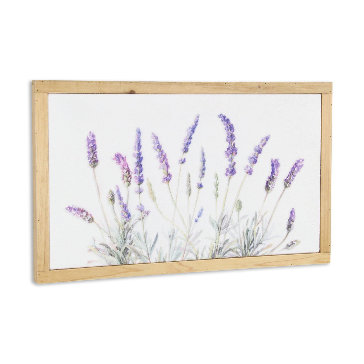 CALABASAS 16" X 26" NATURAL WHITE AND LAVENDER FLORAL WOOD FRAMED ART - Varnish & Vibe
