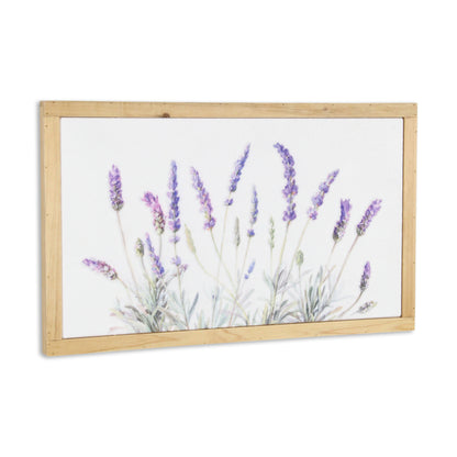CALABASAS 16" X 26" NATURAL WHITE AND LAVENDER FLORAL WOOD FRAMED ART - Varnish & Vibe
