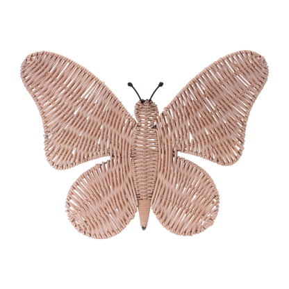 14" X 18" NATURAL BUTTERFLY RATTAN HANGING DIMENSIONAL SCULPTURE