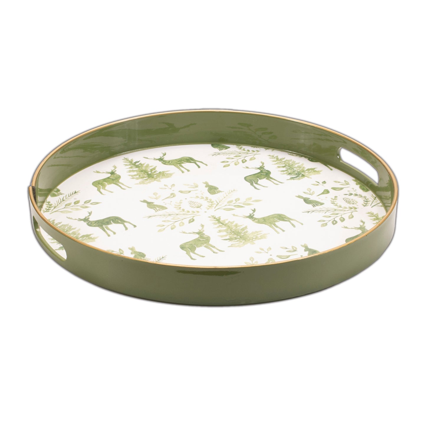 14" GREEN ROUND SERVING TRAY
