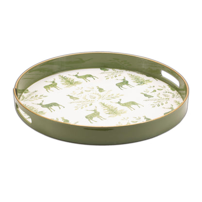 14" GREEN ROUND SERVING TRAY