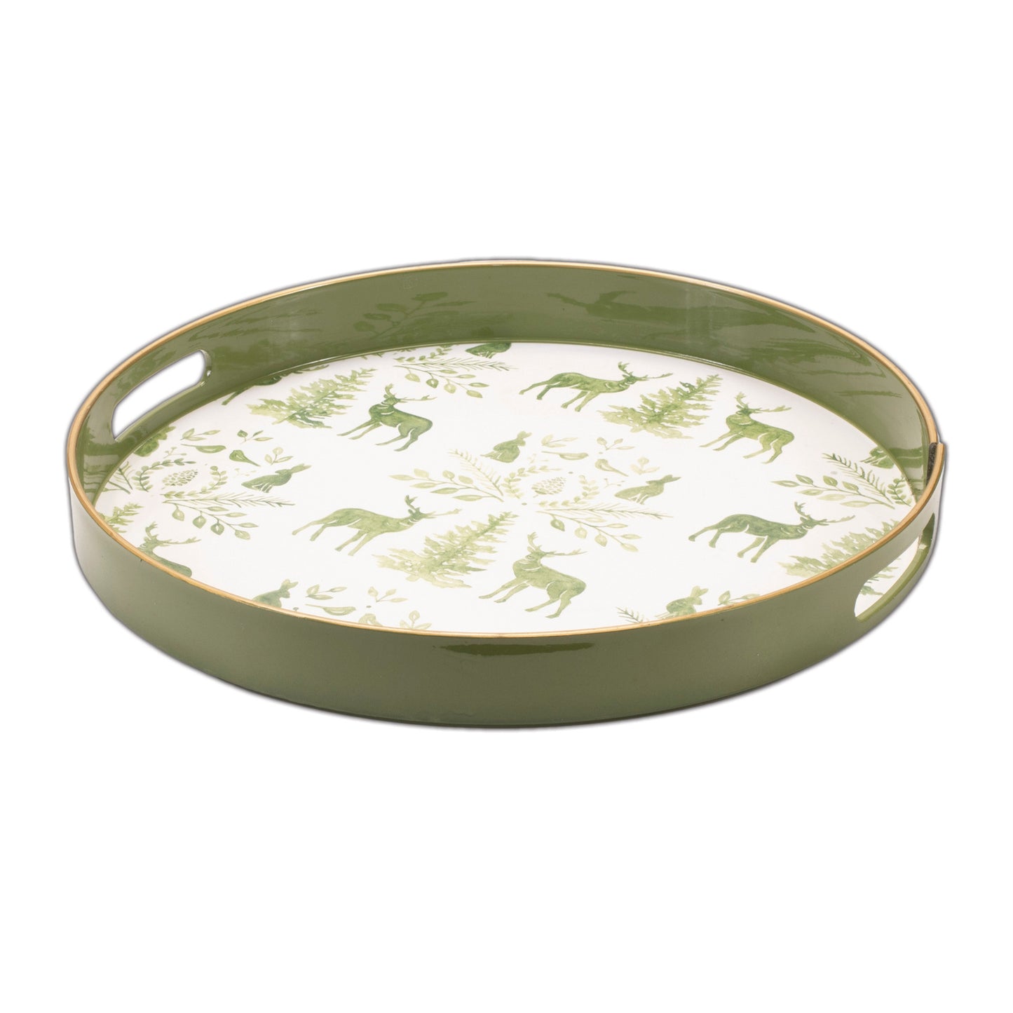 14" GREEN ROUND SERVING TRAY