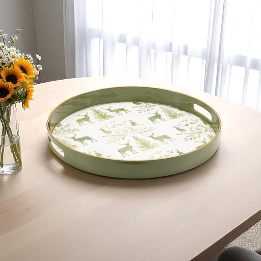 14" GREEN ROUND SERVING TRAY