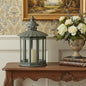 CALABASAS 20" GRAY DISTRESSED GEOMETRIC METAL AND GLASS CENTERPIECE LANTERN CANDLE HOLDER - Varnish & Vibe