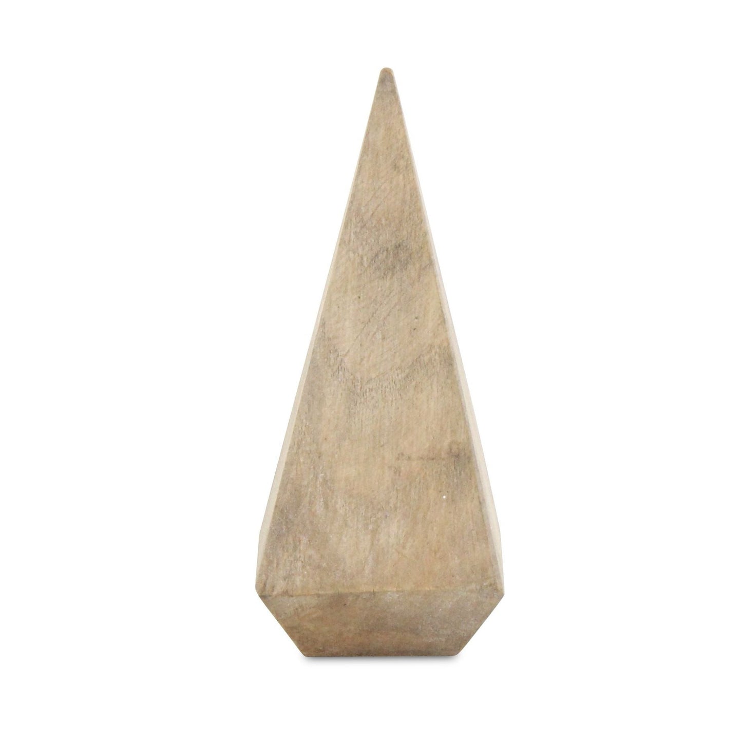 6" NATURAL SOLID WOOD PYRAMID DECORATIVE SCULPTURE