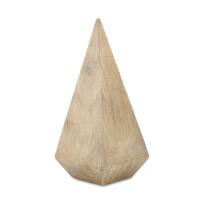 6" NATURAL SOLID WOOD PYRAMID DECORATIVE SCULPTURE