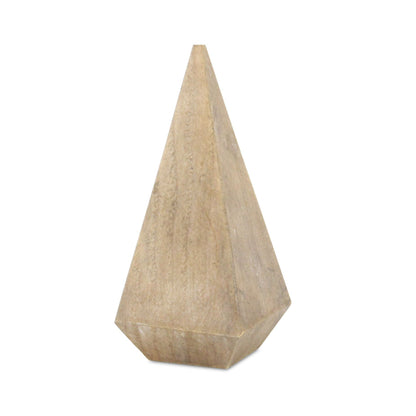 6" NATURAL SOLID WOOD PYRAMID DECORATIVE SCULPTURE