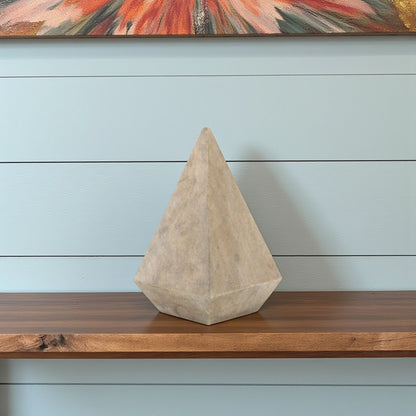 4" NATURAL SOLID WOOD PYRAMID DECORATIVE SCULPTURE