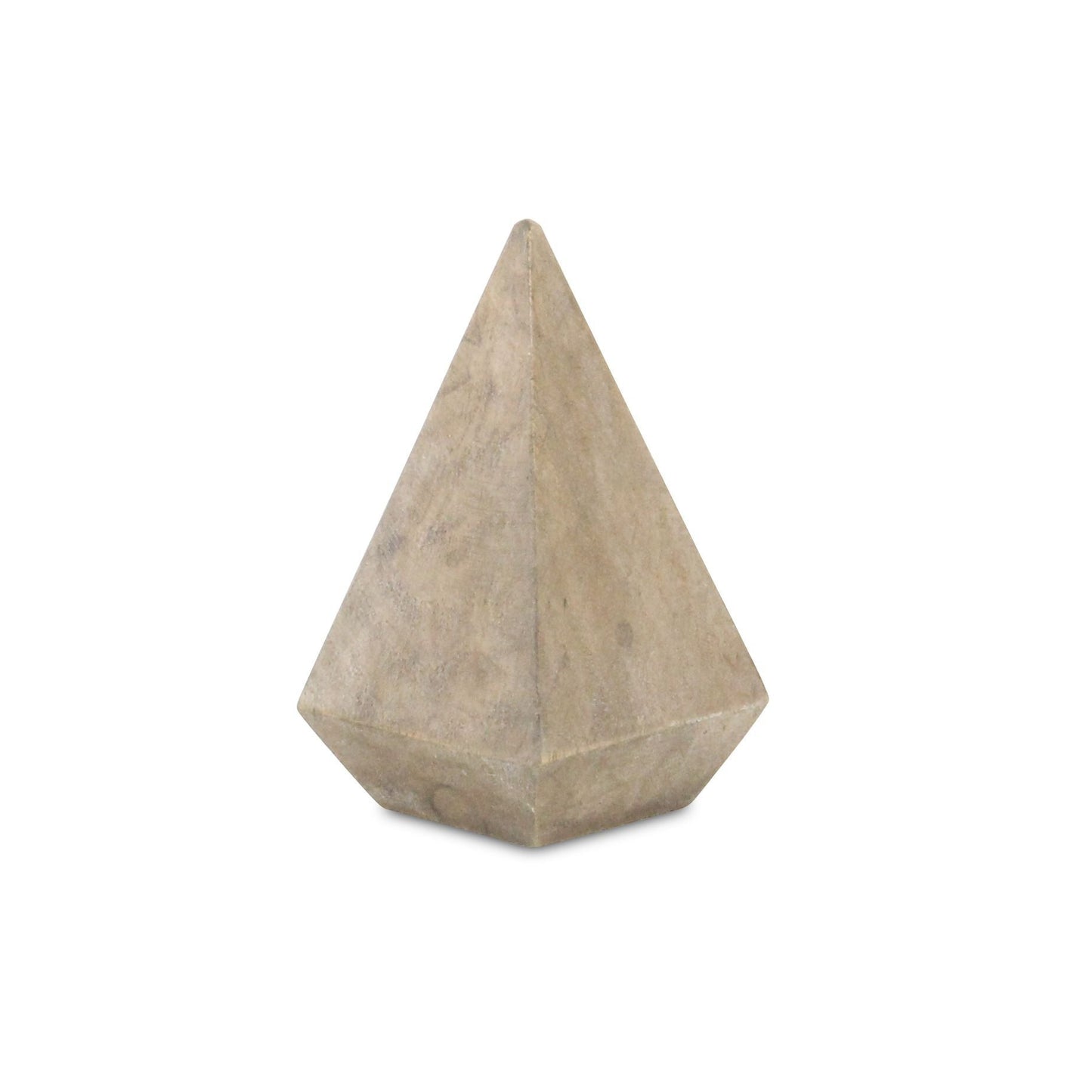 4" NATURAL SOLID WOOD PYRAMID DECORATIVE SCULPTURE