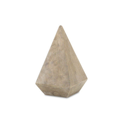 4" NATURAL SOLID WOOD PYRAMID DECORATIVE SCULPTURE