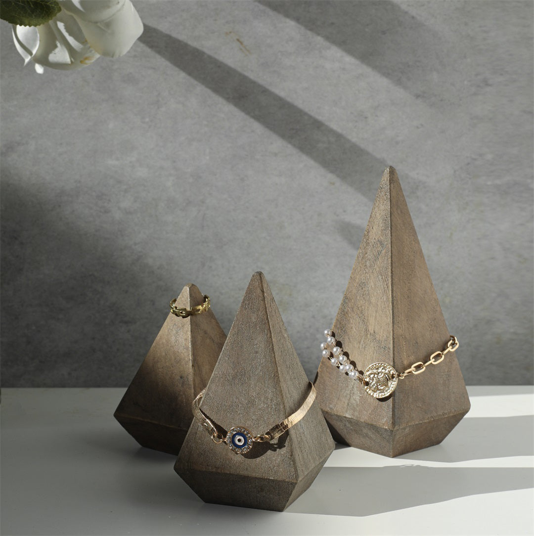 pyramid hand painted decorative jewelry, hand painted decorative jewelry holder, wood pyramid hand painted decorative, painted decorative jewelry holder, hand painted decorative jewelry